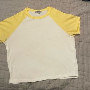Yellow and White Raglan Charlotte Russe Tee